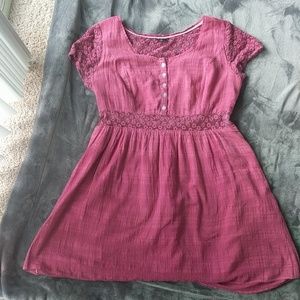 Pink Dress with Lace Floral Cut Outs